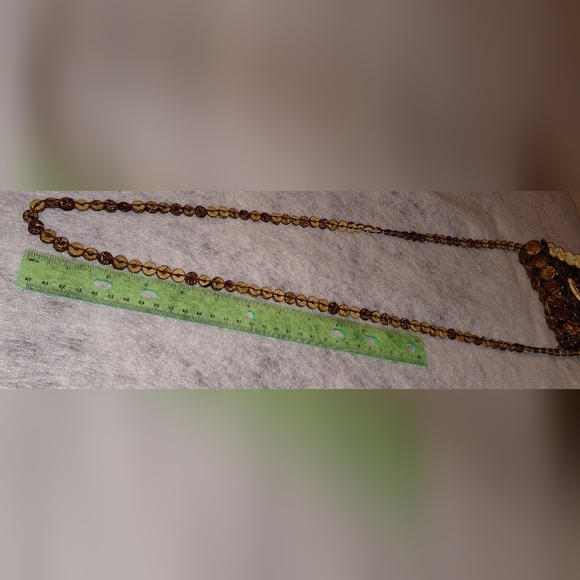 Boho Coconut Shell Crossbody Bag Purse Handmadel, Hawaiian Style - Picture 6 of 8